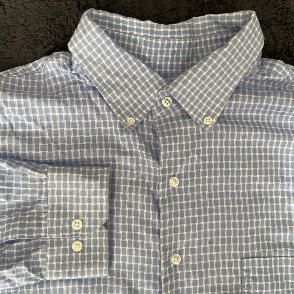 oak hill button down mens shirt 2XLT blue 18 1/2 long sleeve 36/37 supima cotton